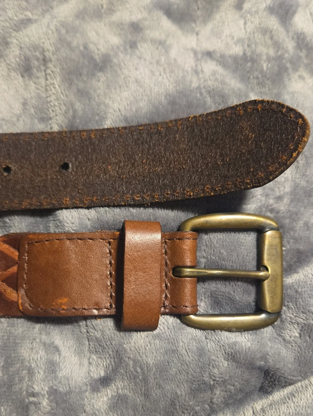 BROOKS BROTHERS-Braided Brown Leather Belt-Size M